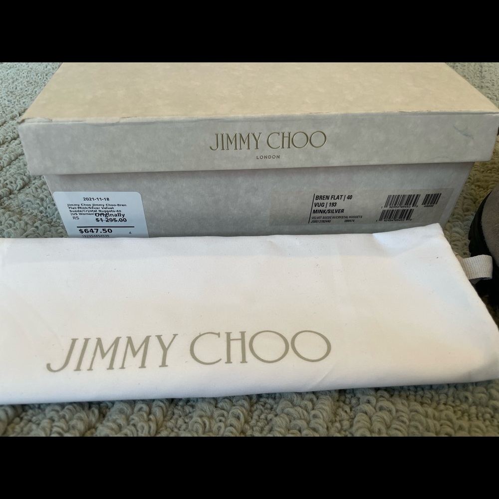 Brand New Jimmy Choo Bren Flat Mink Silver Combat Boots 40 Crystal - Picture 2 of 10